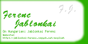 ferenc jablonkai business card